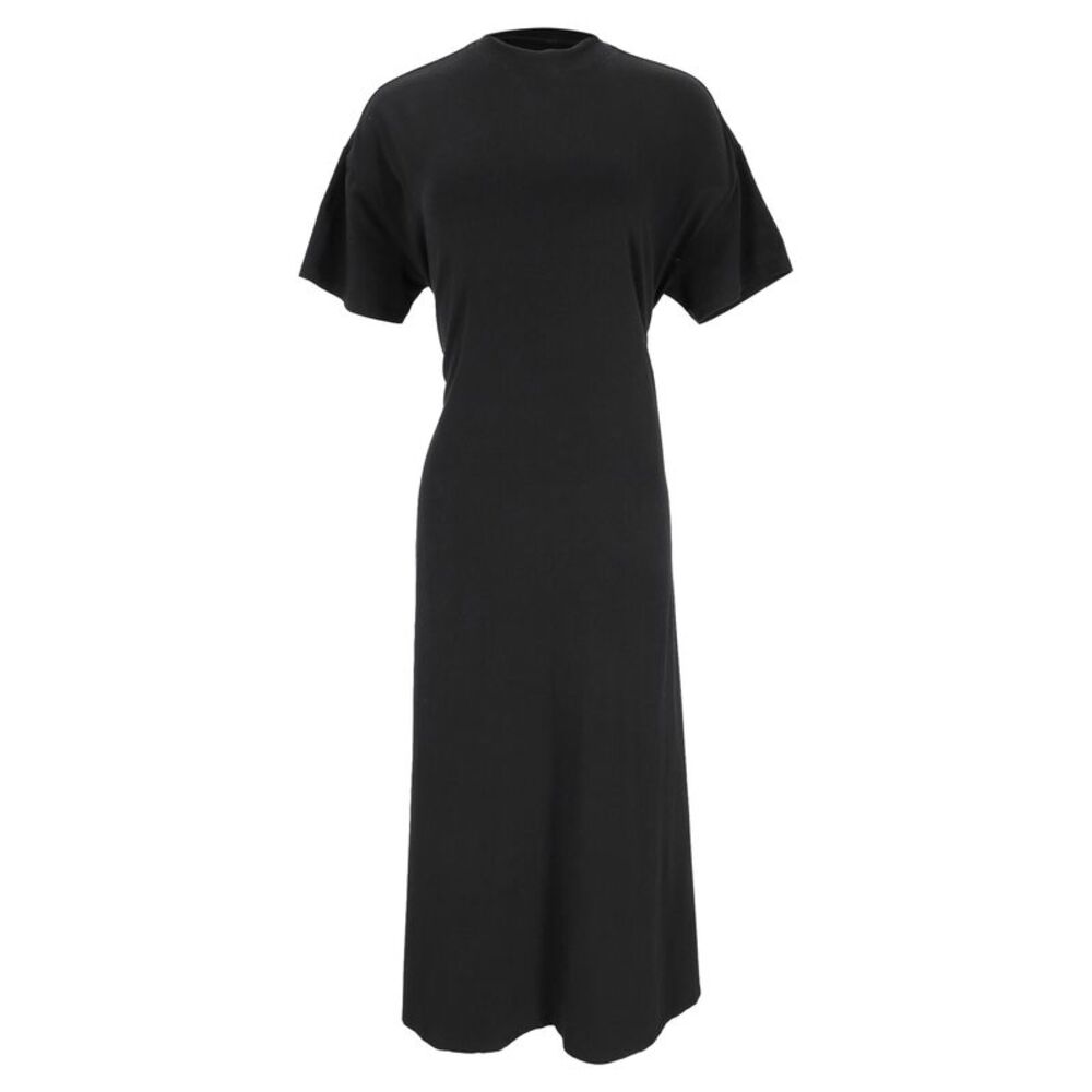 Proenza Schouler Short-Sleeve Midi Dress in Black Cotton